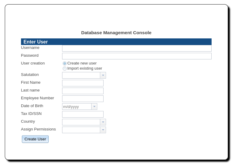 Creation of the first user