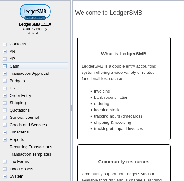 Initial application screen